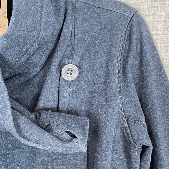 Lululemon Wrap Jacket Navy Sz 6 Side Pockets Cotton Blend Cross Front - Picture 8 of 12